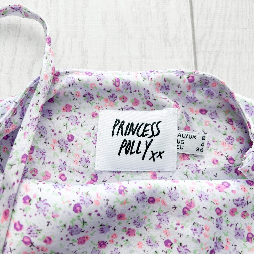 Princess Polly lilac floral satin mini slip dress - Picture 4 of 13